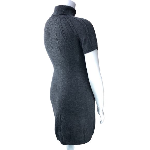 Calvin Klein Womens Size 4 Dress Grey Cable Knit Mock Neck Short Sleeve Sweater - Picture 8 of 15